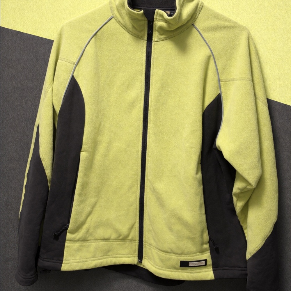Yellow-Green & Dark Gray Full-Zip Fleece Jacket